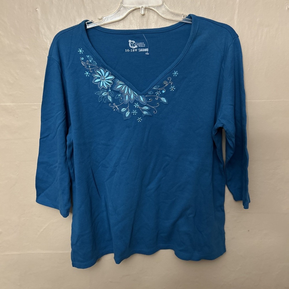 classic elements top 16w Teal Green‎ 3/4 Sleeve